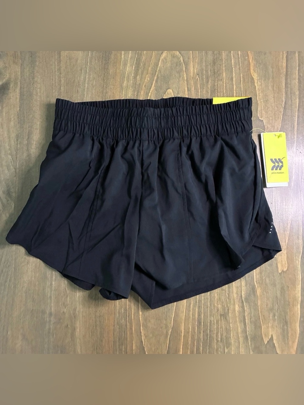 All in Motion Womens Black Mid-Rise Run Shorts With Liner 3" Size Small Pockets